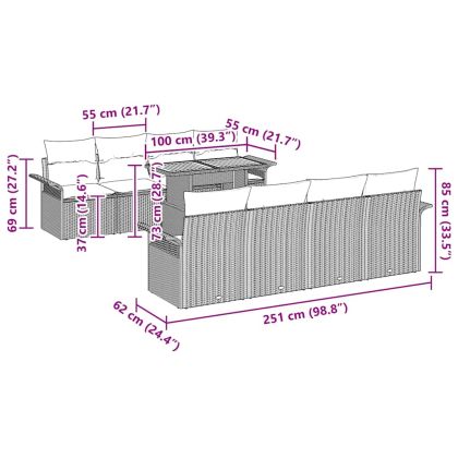 Градински Софа Комплект с възглавница 7 pcs бежово и кремаво