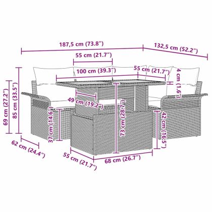 Градински Софа Комплект с възглавница 5 pcs Черно