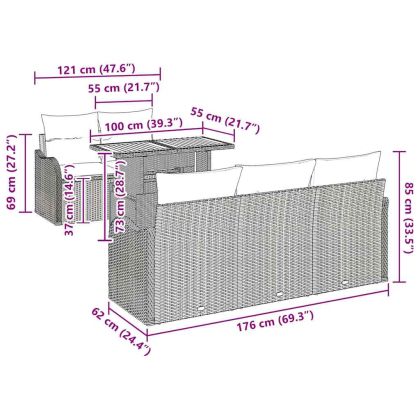 Градински Софа Комплект с възглавница 6 pcs бежово и кремаво