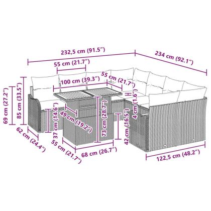 Градински Софа Комплект с възглавница 7 pcs Сив