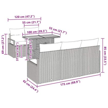 Градински Софа Комплект с възглавница 6 pcs бежово и светлосиво