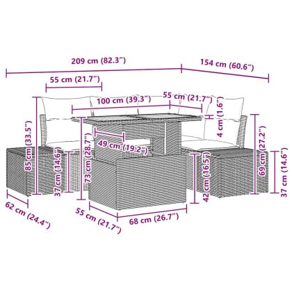 Градински Софа Комплект с възглавница 5 pcs Черен и кафяв
