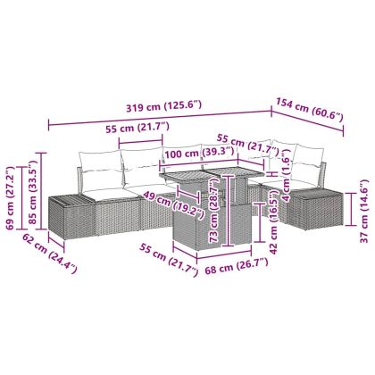 Комплект за хранене в градината 7 pcs Бежово и сиво