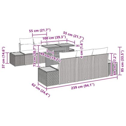 Комплект за хранене в градината с възглавница 7 pcs Сив и кафяв