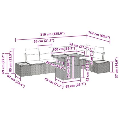 Комплект за хранене в градината 7 pcs Бежово и сиво
