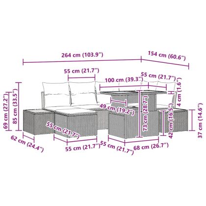 Комплект за хранене в градината с възглавница 7 pcs Сив и кафяв