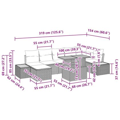 Комплект за хранене в градината 8 pcs Бежово и сиво