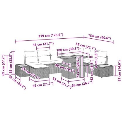 Комплект за хранене в градината 9 pcs Черен и бежов