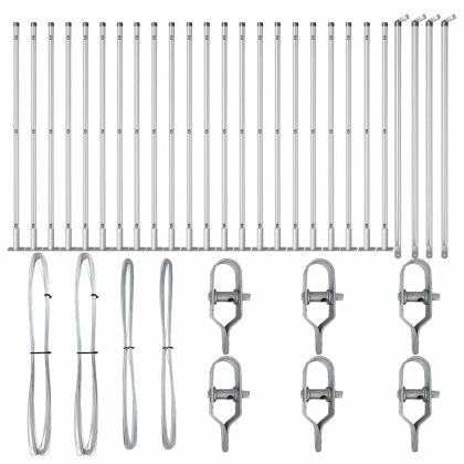 Стълб за ограда. Друг 26 pcs Сив 3,2 x 3,2 x 50 см Стомана