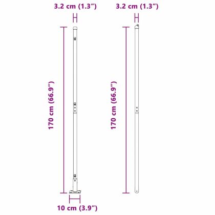 Стълб за ограда. Друг 26 pcs Сив 3,2 x 3,2 x 88,5 см Стомана