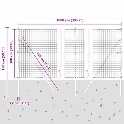 Оградa с колчета Сив 1 x 10 m Стомана
