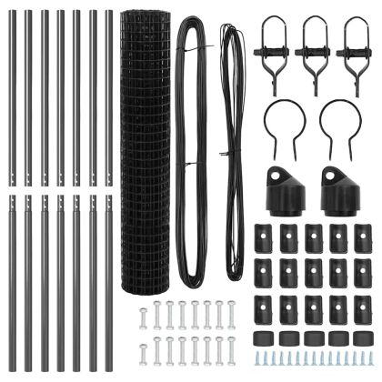 Оградa с колчета Сив 1.6 x 10 m Стомана