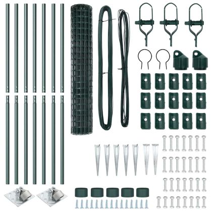Оградa с колчета Зелен 1.5 x 10 m Стомана