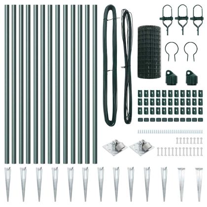 Оградa с колчета Зелен 0.6 x 25 м Стомана