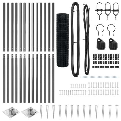 Оградa с колчета Сив 1.2 x 25 m Стомана