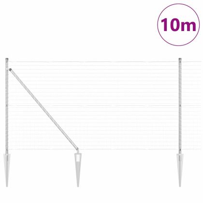 Оградa с колчета Сребрист 1 x 10 m Стомана