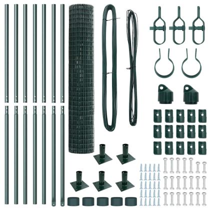 Оградa с колчета Зелен 1.5 x 10 m Стомана