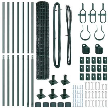 Оградa с колчета Зелен 1.5 x 10 m Стомана