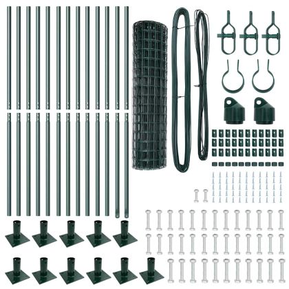 Ограда с пост Зелен 1 x 25 m Стомана и PVC