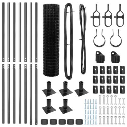 Оградa с колчета Сив 1 x 10 m Стомана