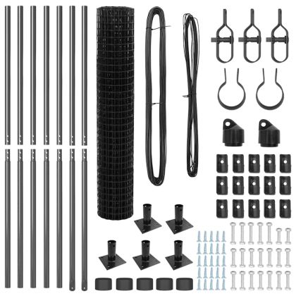 Оградa с колчета Сив 1.5 x 10 m Стомана