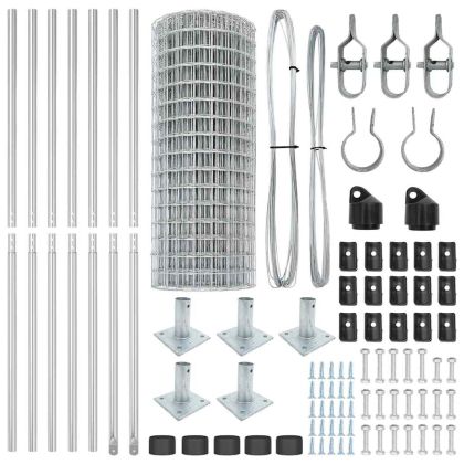 Оградa с колчета Сребрист 1.4 x 10 m Стомана