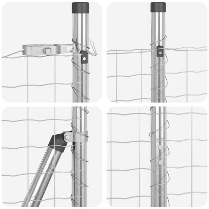 Оградa с колчета Сребрист 1.4 x 10 m Стомана
