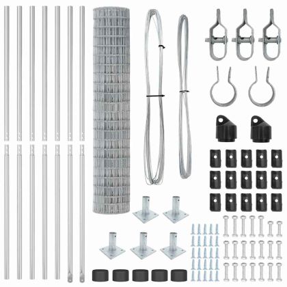 Оградa с колчета Сребрист 1.5 x 10 m Стомана