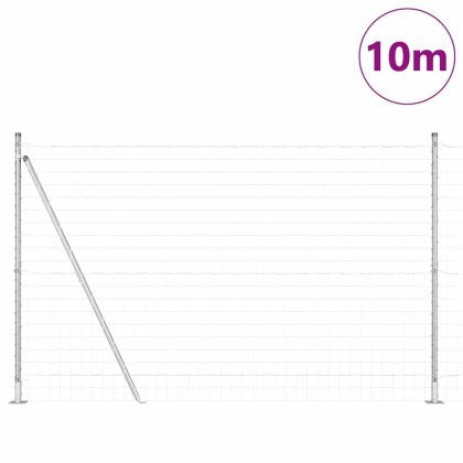 Оградa с колчета Сребрист 1.4 x 10 m Стомана
