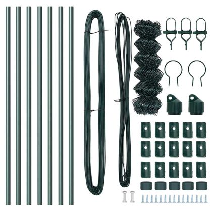 Оградна верига с колони Зелен 0.4 x 10 м Стомана