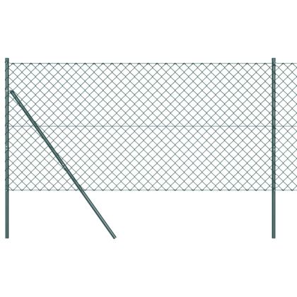 Оградна верига с колони Зелен 1.2 x 10 m Стомана