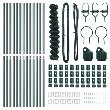 Оградна верига с колони Зелен 1 x 25 m Стомана