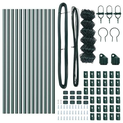 Оградна верига с колони Зелен 0.4 x 25 м Стомана