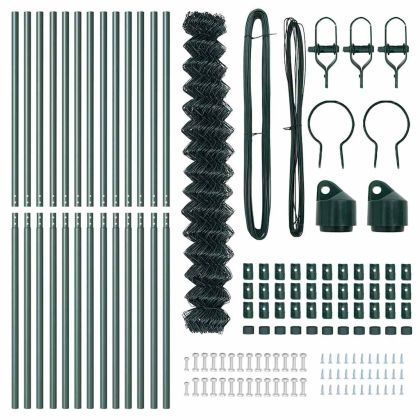 Оградна верига с колони Зелен 1.6 x 25 m Стомана