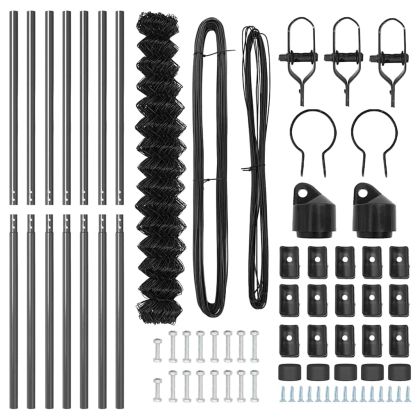 Оградна верига с колони Сив 1.5 x 10 m Стомана