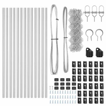 Оградна верига с колони Сребрист 0.8 x 25 m Стомана