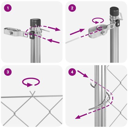 Оградна верига с колони Сребрист 1 x 25 m Стомана