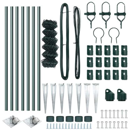 Оградна верига с колони Зелен 0.8 x 10 m Стомана