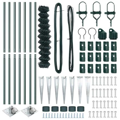 Оградна верига с колони Зелен 1 x 10 m Стомана