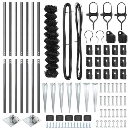 Оградна верига с колони Сив 1.2 x 10 m Стомана