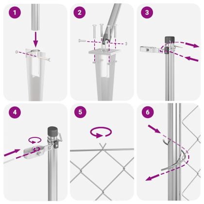 Оградна верига с колони Сребрист 0.8 x 10 m Стомана