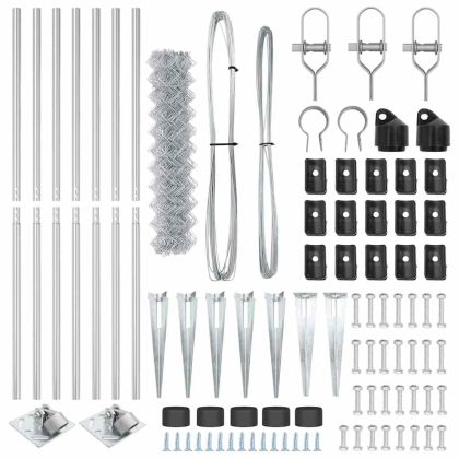 Оградна верига с колони Сребрист 1.4 x 10 m Стомана