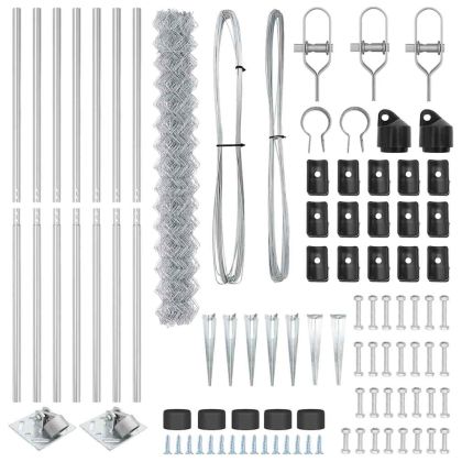 Оградна верига с колони Сребрист 1.6 x 10 m Стомана