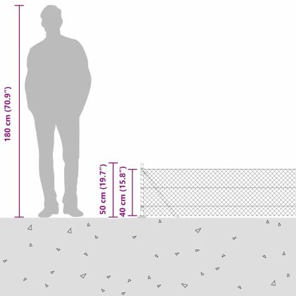 Оградна верига с колони Зелен 0.4 x 10 м Стомана