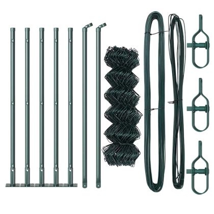 Оградна верига с колони Зелен 0.6 x 10 м Стомана