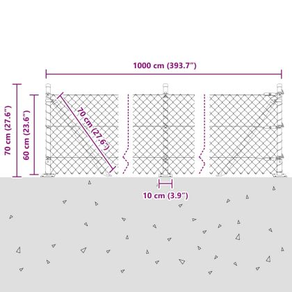Оградна верига с колони Зелен 0.6 x 10 м Стомана