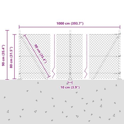 Оградна верига с колони Зелен 0.8 x 10 m Стомана