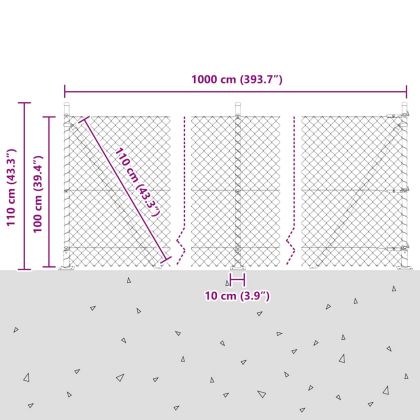 Оградна верига с колони Зелен 1 x 10 m Стомана