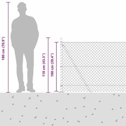 Оградна верига с колони Зелен 1 x 10 m Стомана
