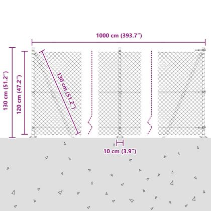 Оградна верига с колони Зелен 1.2 x 10 m Стомана